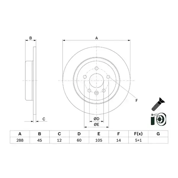 Bosch Rear Brake Disc Astra K (15-) 288Mm (S) | 0986 479 D90 | Euro Car Parts - Image 1