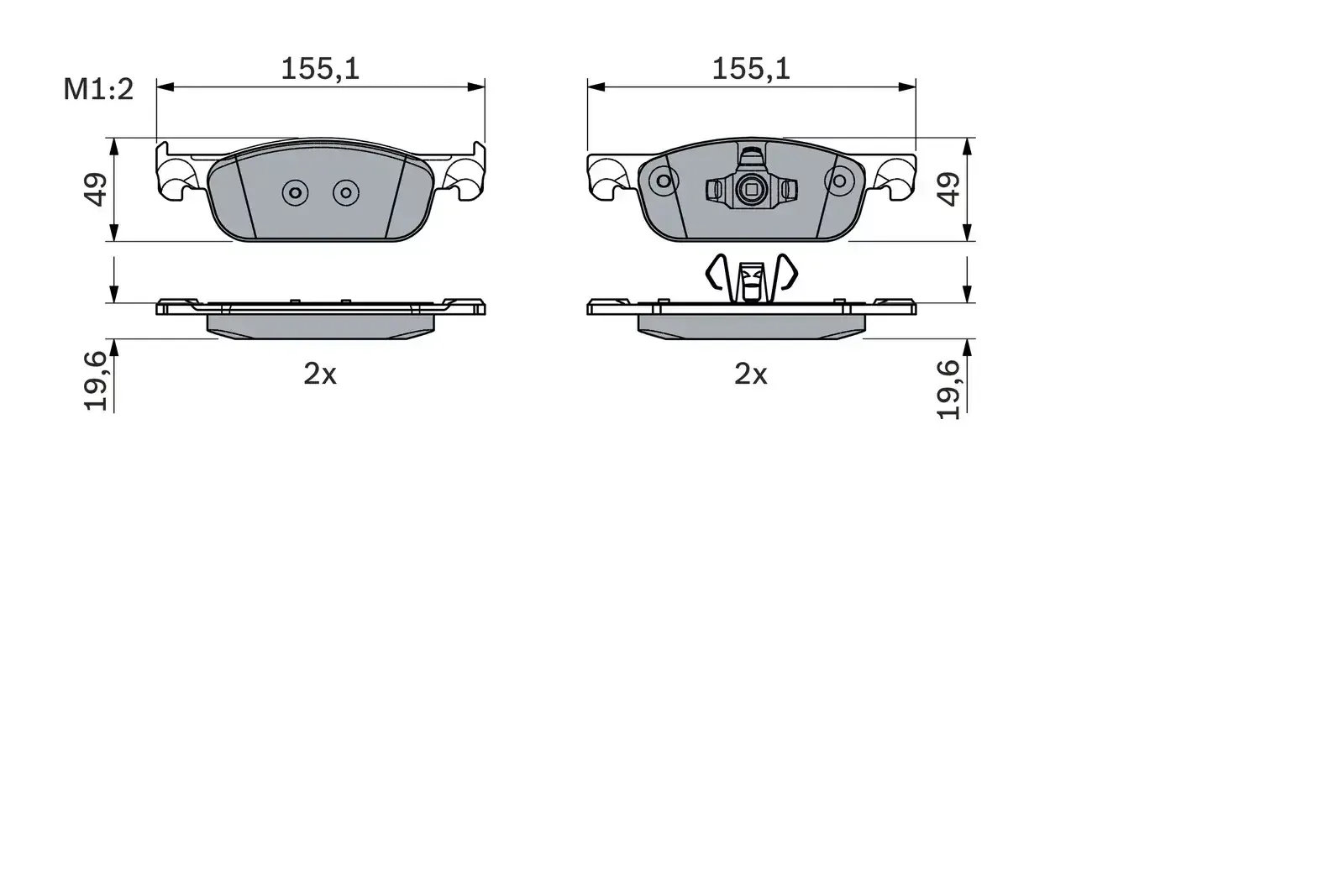 Bosch Front Brake Pads Reno Clio Iv (04.15 >) 155 X 49Mm 15"/16" Bs | 0986 424 021 | Euro Car Parts - Image 1