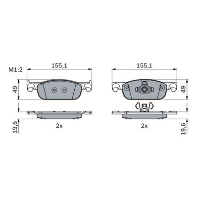 Bosch Front Brake Pads Reno Clio Iv (04.15 >) 155 X 49Mm 15"/16" Bs | 0986 424 021 | Euro Car Parts - Thumbnail 2