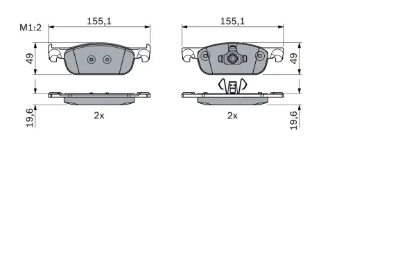 Bosch Front Brake Pads Reno Clio Iv (04.15 >) 155 X 49Mm 15"/16" Bs | 0986 424 021 | Euro Car Parts