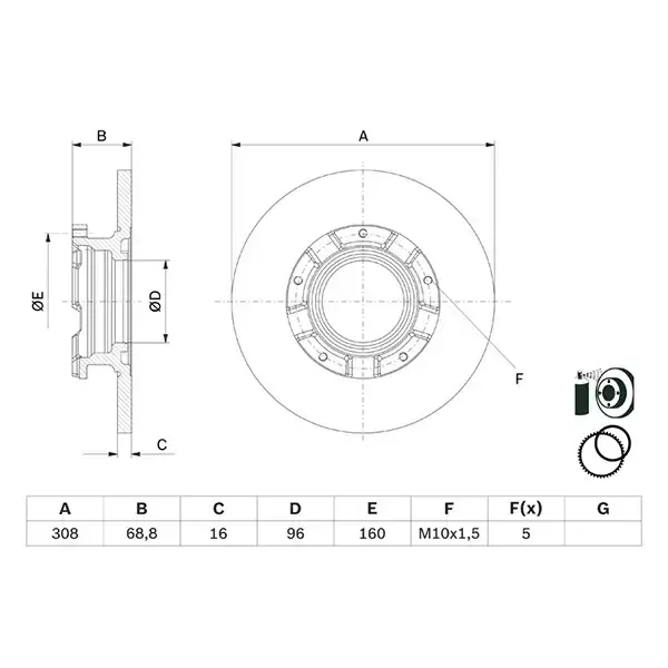 Bosch Rear Brake Disc Ford Transit (2012-) 308Mm (S) | 0986 479 F62 | Euro Car Parts - Image 1