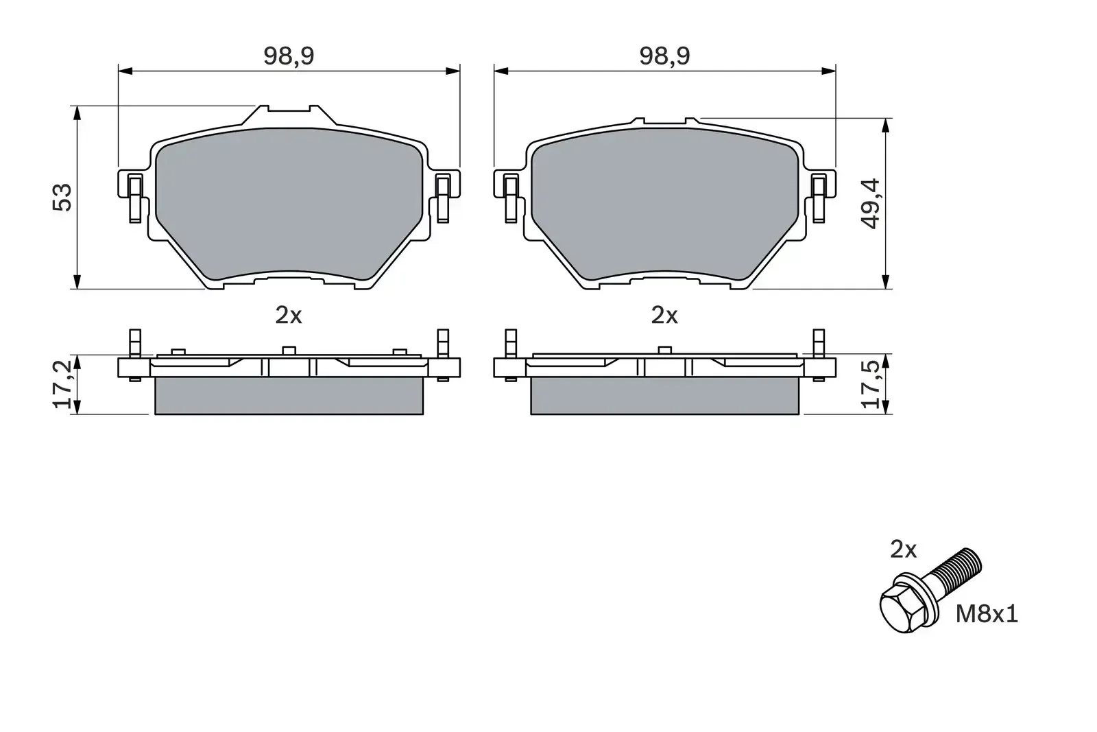Bosch Rear Break Pads Citr C4 Picasso / Pug 308 Ii (13-) *268Mm Disc* | 0986 424 878 | Euro Car Parts - Image 1