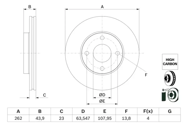 Bosch Front Brake Disc Ford Fiesta Vii (17-) 262Mm (V) | 0986 479 F70 | Euro Car Parts
