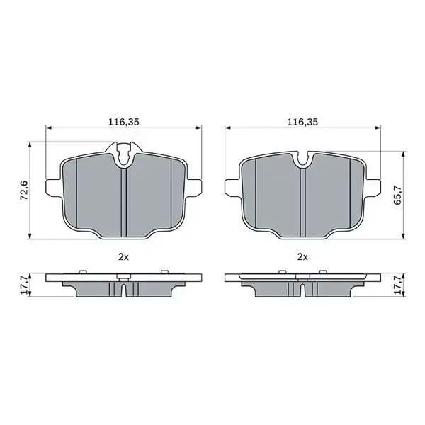 Bosch Rear Break Pads Bmw 5 > 7 Series & X3 / X4 (15-) *with M-Tech* | 0986 424 922 | Euro Car Parts - Image 1