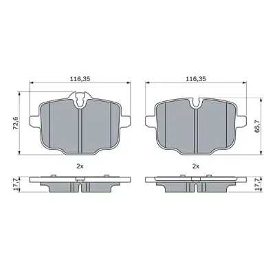 Bosch Rear Break Pads Bmw 5 > 7 Series & X3 / X4 (15-) *with M-Tech* | 0986 424 922 | Euro Car Parts