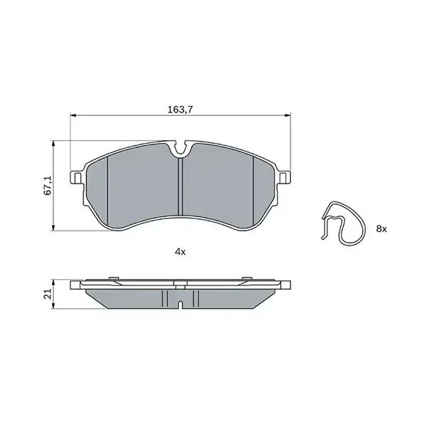 Bosch Front Brake Pads Vw Crafter - Sy (16-) **163.6 Mm Long** | 0986 424 929 | Euro Car Parts - Image 1