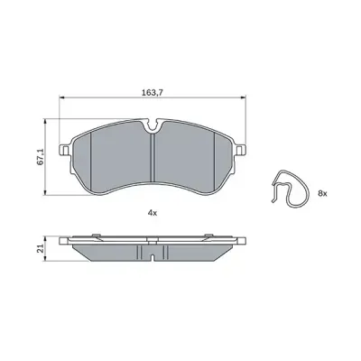 Bosch Front Brake Pads Vw Crafter - Sy (16-) **163.6 Mm Long** | 0986 424 929 | Euro Car Parts
