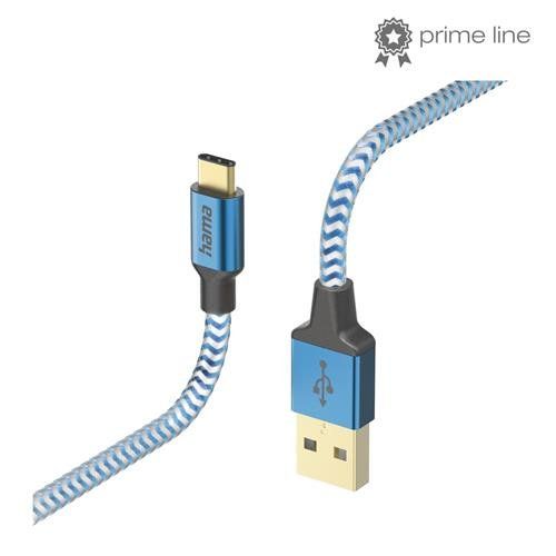 Hama Reflective USB cable USB 2.0 1.5 m USB A USB C Blue - Image 1