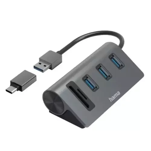 Hama 00200140 laptop dock/port replicator USB 3.2 Gen 1 (3.1 Gen 1) Type-A Anthracite Black - Image 1