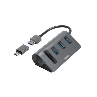 Hama 00200140 laptop dock/port replicator USB 3.2 Gen 1 (3.1 Gen 1) Type-A Anthracite Black - Thumbnail 2