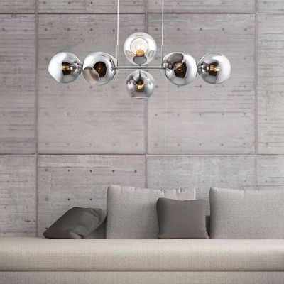 Nowa Pilar glass pendant light, 8-bulb, smoky grey