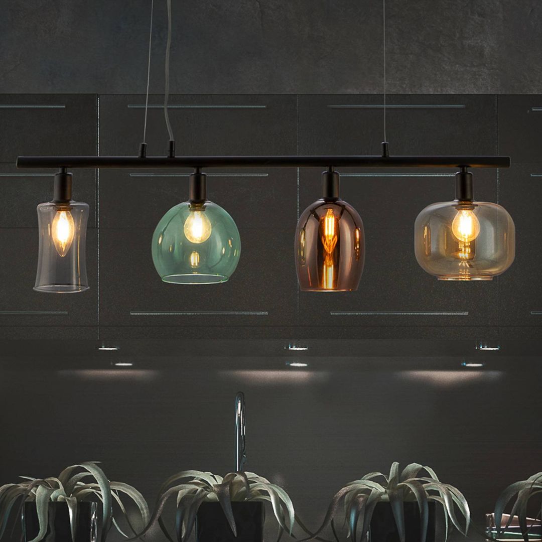 Nowa Telesto hanging light, glass lampshades, 4-bulb - Image 1