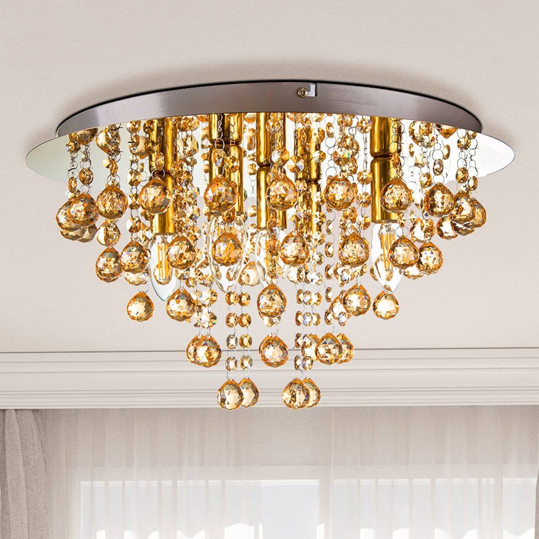 Globo London ceiling light, Ø 46 cm, 5-bulb, gold-coloured, acrylic glass - Image 1