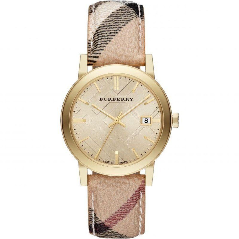 Burberry BU9026 The City Champagne Dial Check Strap Women's Watch - Image 1