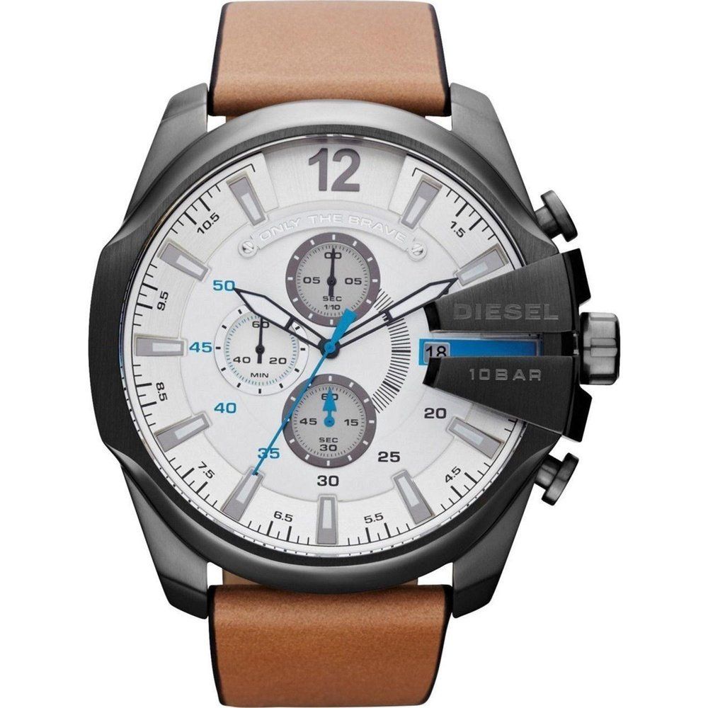 Diesel DZ4280 Mega Chief Brown Leather Men's Watch - Image 1