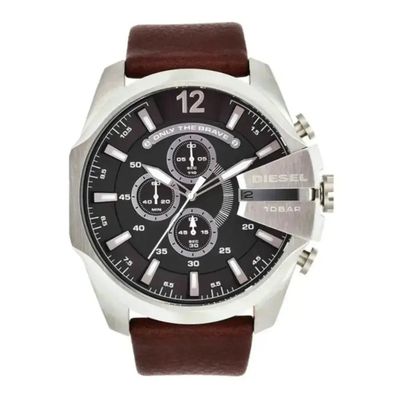 Diesel Mega Chief DZ4290 Men's Watch – 51mm Grey Dial Leather
