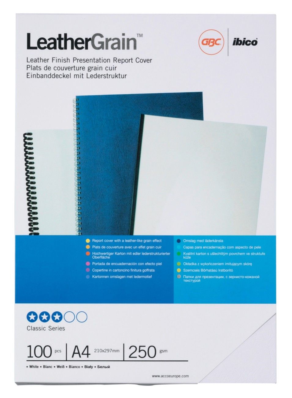 GBC Binding Covers LeatherGrain A4 250gsm - Image 1