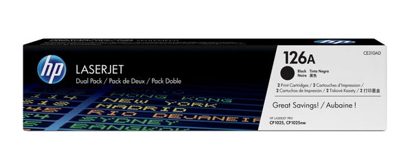 HP 126A 2-pack Black Original LaserJet Toner Cartridges - Thumbnail 2
