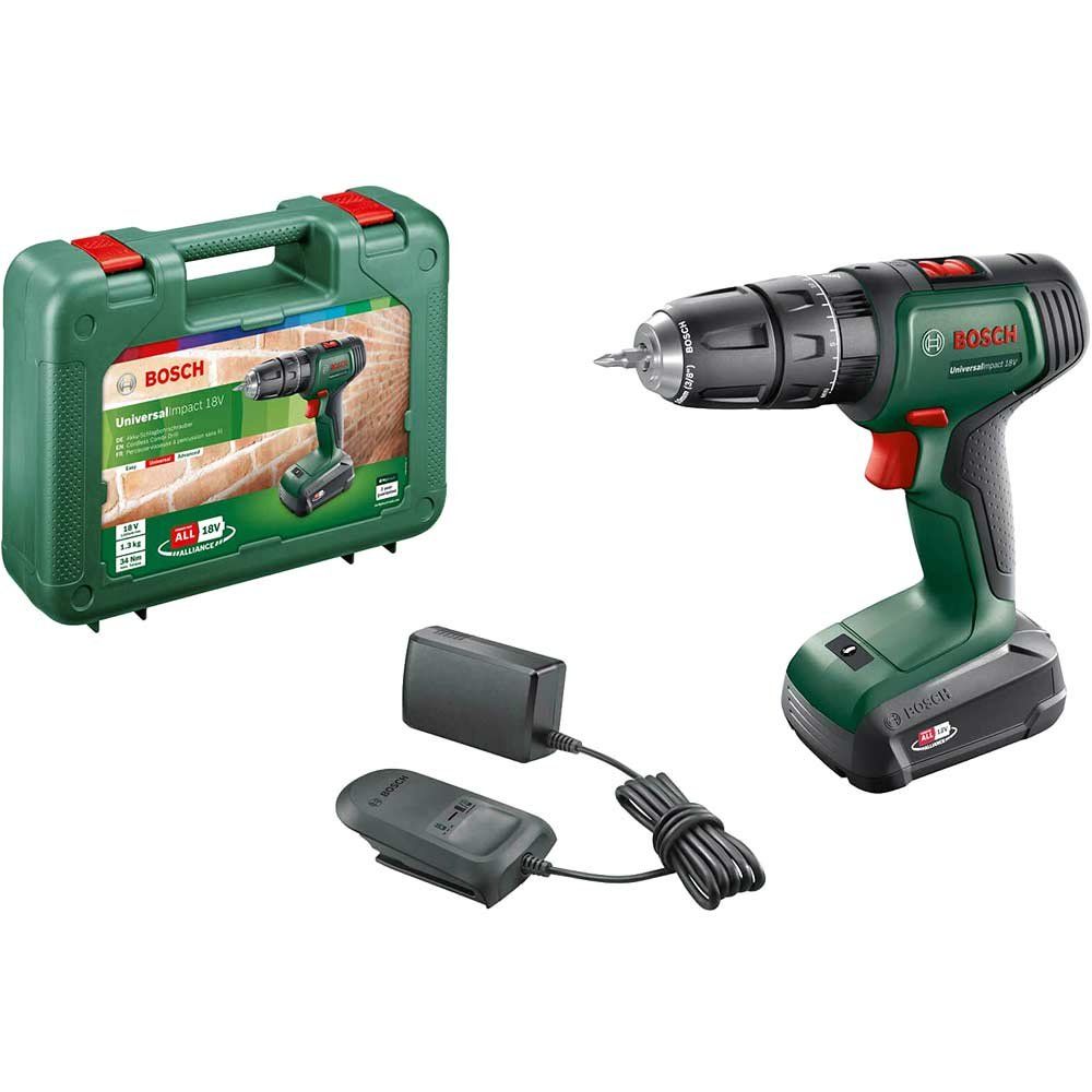 Bosch UNIVERSALIMPACT P4A 18v Cordless Combi Drill 1 x 1.5ah Li-ion Battery Charger Case - Image 1