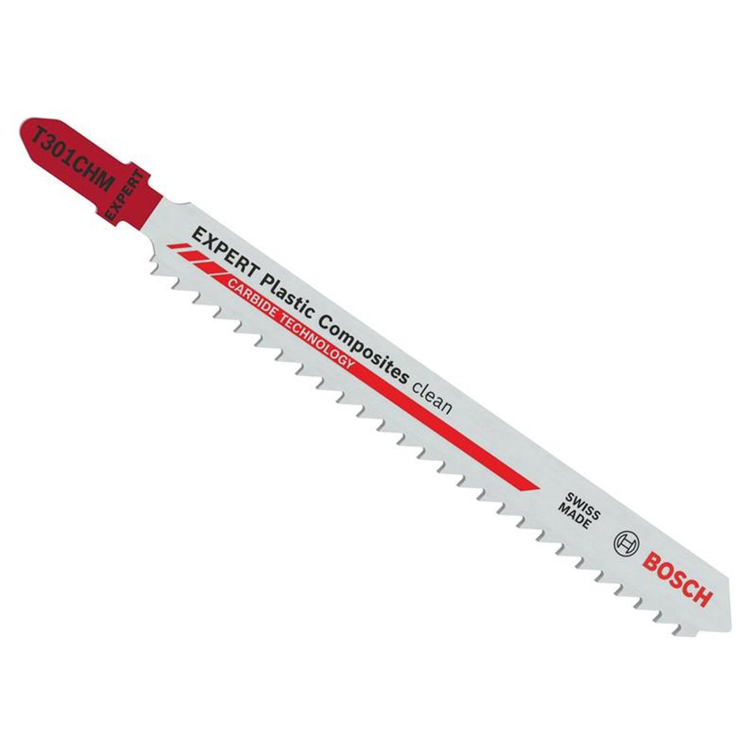 Bosch, Expert, Plastic Composites Clean T301CHM Jigsaw Blade, 117mm, Carbide - White - Image 1