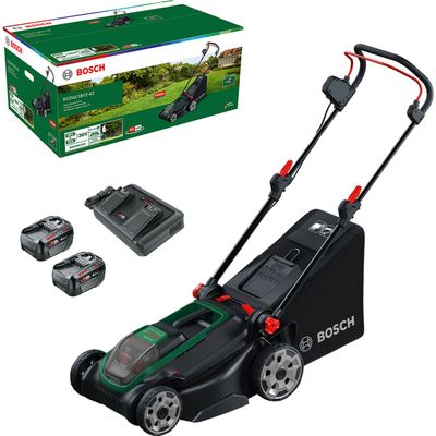 Bosch ROTAK 18V2-43 P4A 36v Cordless Brushless Rotary Lawnmower 430mm 2 x 4ah Li-ion Twin or Dual Battery Charger