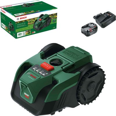 Bosch VISIMOW 18V-100 P4A 18v Cordless Camera Robotic Lawnmower 155mm 1 x 4ah Li-ion Battery Charger