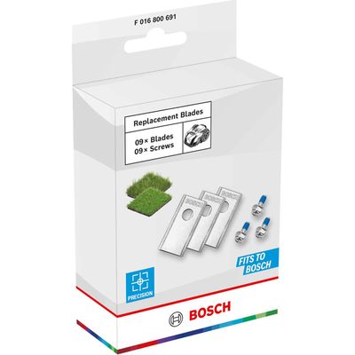 Bosch Genuine Lawnmower Blades for VISIMOW 100 / 200 Lawnmowers Pack of 9
