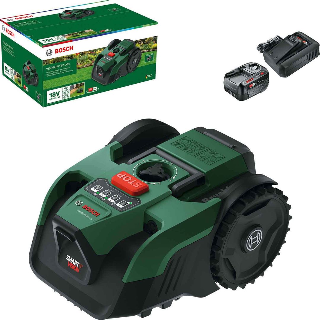 Bosch VISIMOW 18V-200 P4A 18v Cordless Camera Robotic Lawnmower 175mm - Image 1