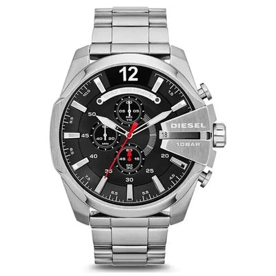 Diesel Mega Chief DZ4308 Men's Watch – 51mm Black Dial Stainless Steel
