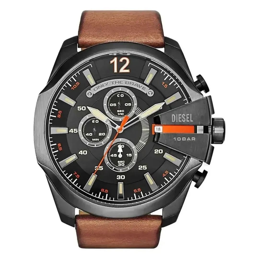Diesel Mega Chief DZ4343 Men's Watch – 51mm Black Dial Leather - Image 1