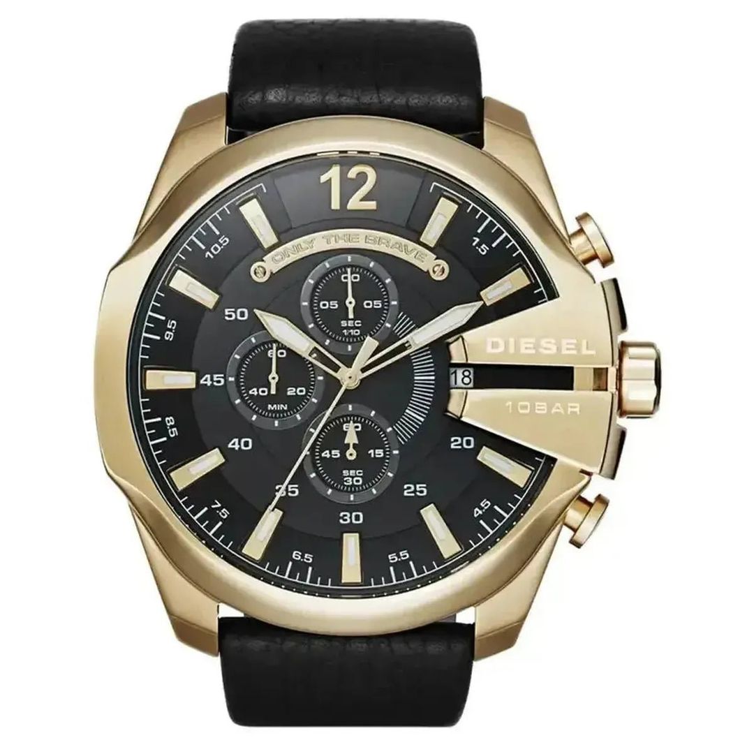 Diesel Mega Chief DZ4344 Men's Watch – 51mm Black Dial Leather - Image 1