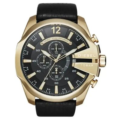 Diesel Mega Chief DZ4344 Men's Watch – 51mm Black Dial Leather