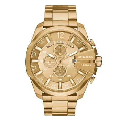 Diesel Mega Chief DZ4360 Men's Watch – 51mm Gold Dial Stainless Steel