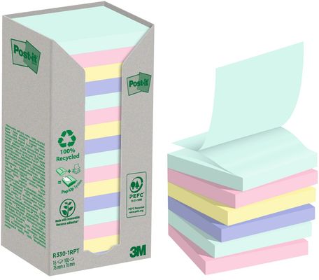 3M Post-it note paper Square Blue Green Pink Purple 100 sheets Self-adhesive