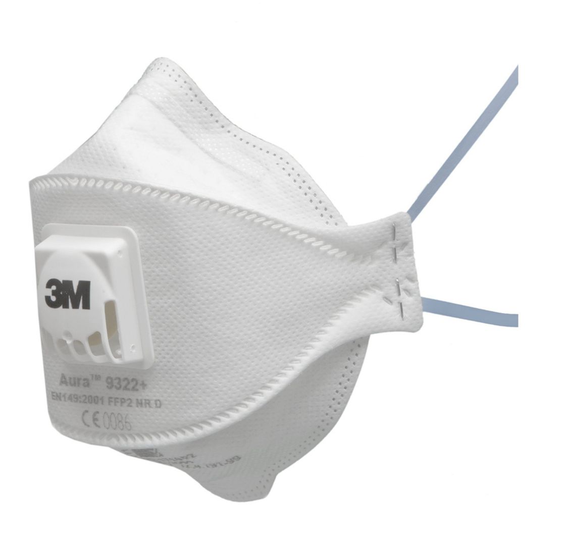 3M Aura 9322+ FFP2V Fold Flat Face Mask (Pack of 10) - Image 1