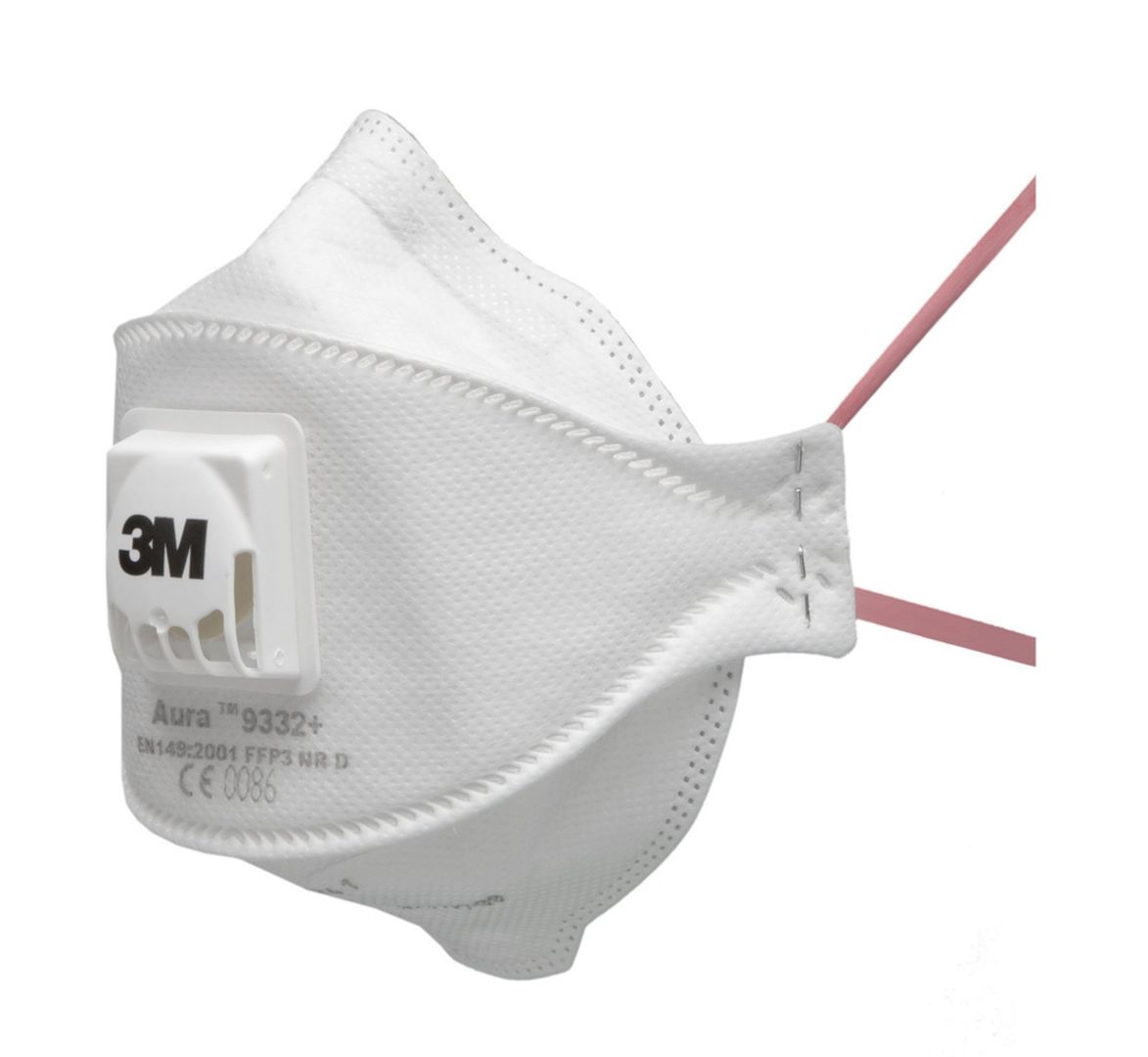 3M Aura 9332+ FFP3V Fold Flat Face Mask (Pack of 10) - Image 1