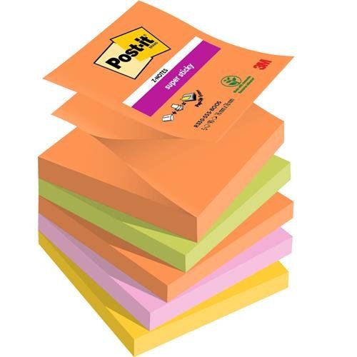 Post It Super Sticky Z Notes Boost Colours 76X76mm 90 Sheets (Pack 5) 7100258789 - Image 1