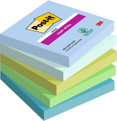 Post-it Super Sticky Oasis Colour 76x76mm 90 Sheet (Pack of 5) 7100258898