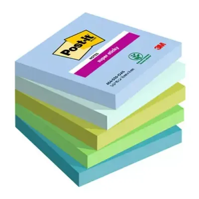 Post-it Super Sticky Oasis Colour 76x76mm 90 Sheet (Pack of 5) 7100258898 - Thumbnail 2