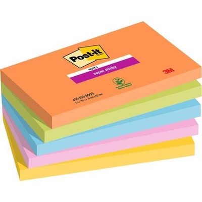 Post It Super Sticky Notes Boost Colours 76X127mm 90 Sheets (Pack 5) 7100258793