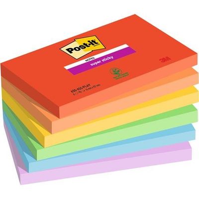 Post It Super Sticky Notes Playful Colours 76X127mm 90 Sheets (Pack 6) 7100258796