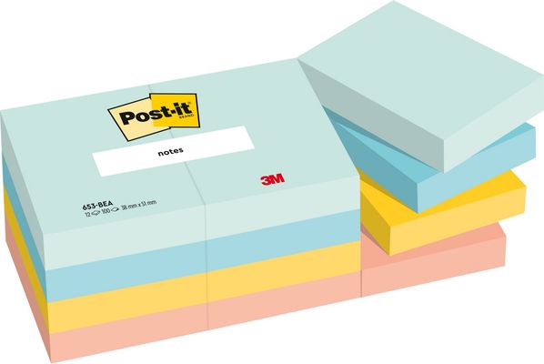 Post-It 653-12-BEA note paper Rectangle Blue Orange Yellow 100 sheets Self-adhesive