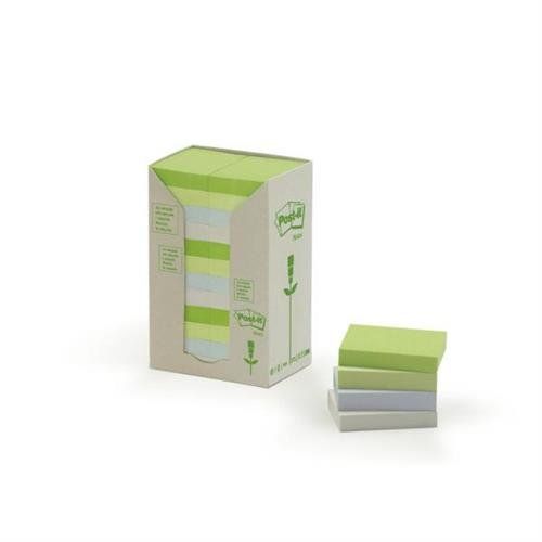 Post-It Post it Recycled Notes Assorted Colours 38x51mm 100 Sheets (Pa - Image 1