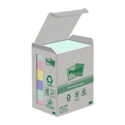 Post It Recycled Notes Assorted Colours 38X51mm 100 Sheets (Pack 6) 7100259445
