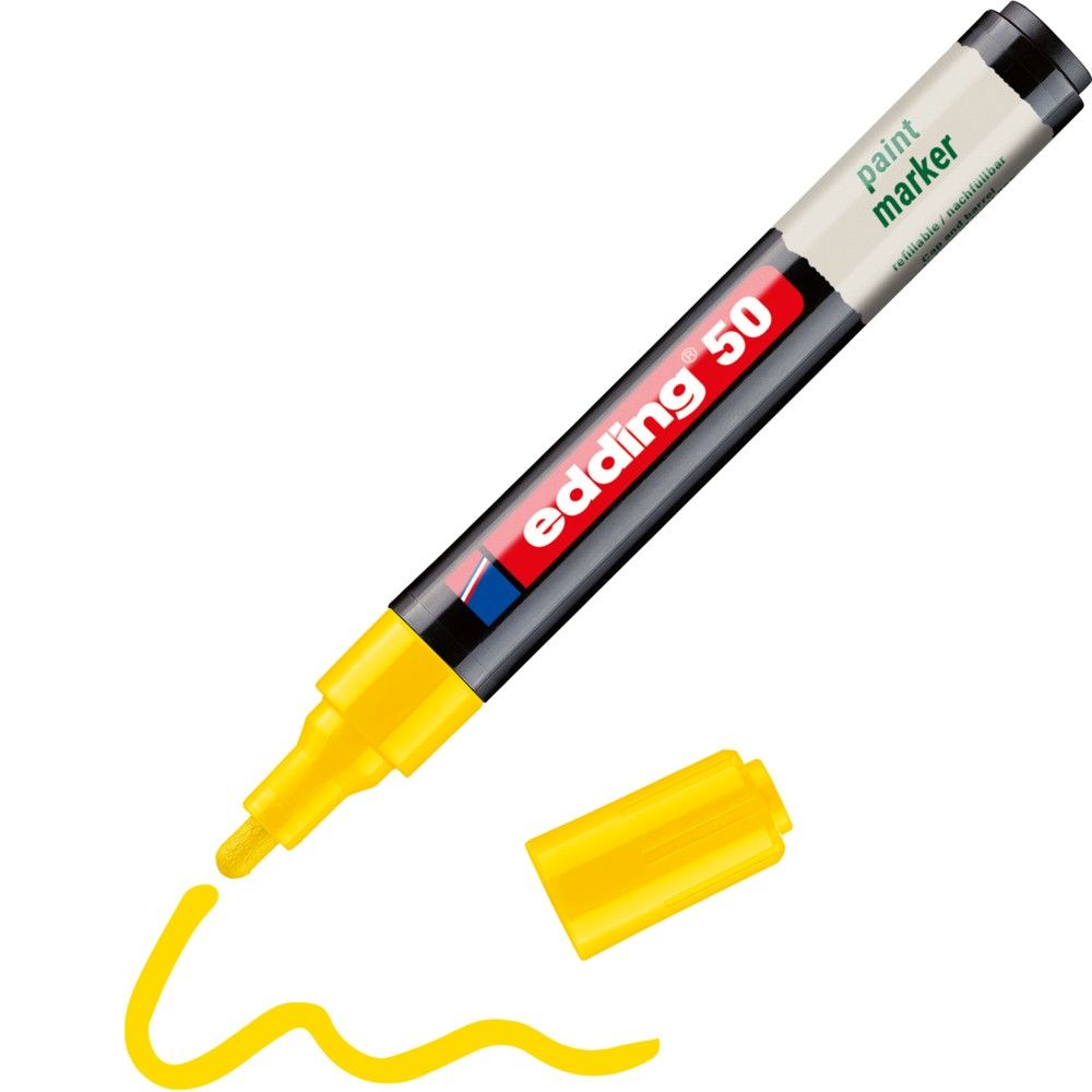 Edding E-50 Water-Based Paint Marker Medium Yellow (Pack of 10) 4-50-005/10 - Image 1