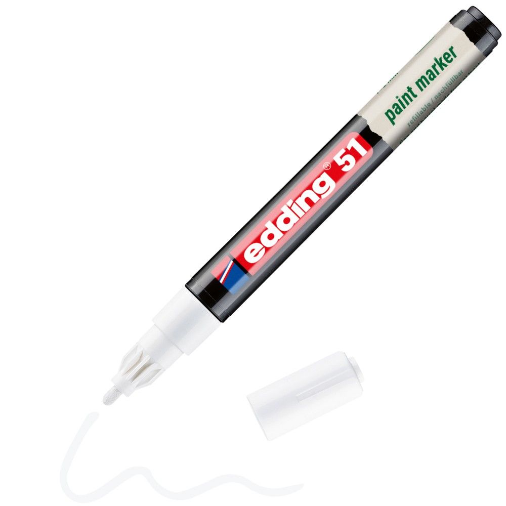 Edding E-51 Water-Based Paint Marker Fine White (Pack of 10) 4-51-049/10 - Image 1