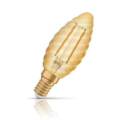 Osram LED Candle Light Bulb E14 1.5W Twisted Extra Warm White 2400K Small Screw Filament Gold