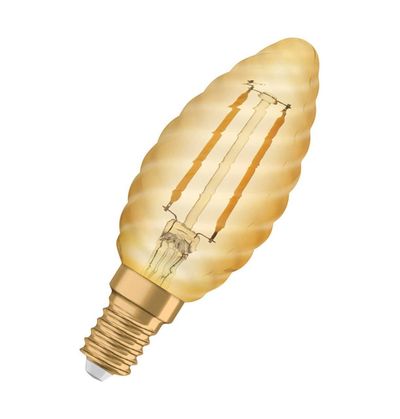Osram Candle LED Classic BW Light Bulb E14 2.5W (22W Eqv) Twisted Extra Warm White Gold Vintage 1906 Small Screw Filament