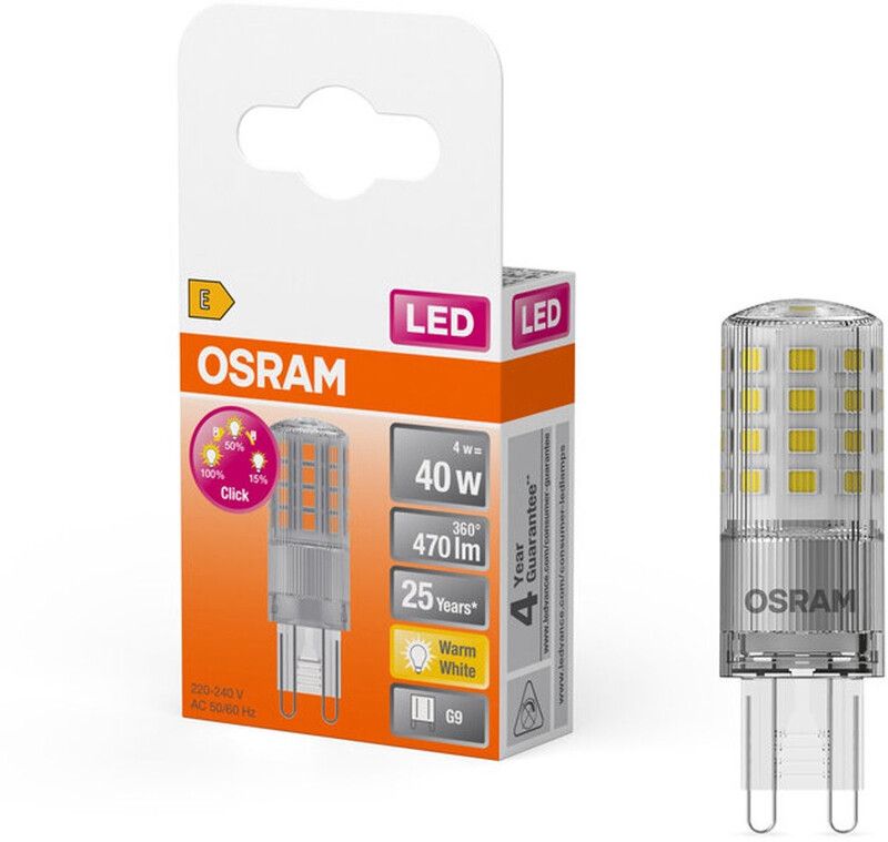 OSRAM LED bulb G9 4W 2,700K clear 3-step dimmable - Image 1