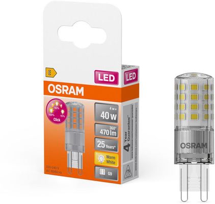 OSRAM LED bulb G9 4W 2,700K clear 3-step dimmable